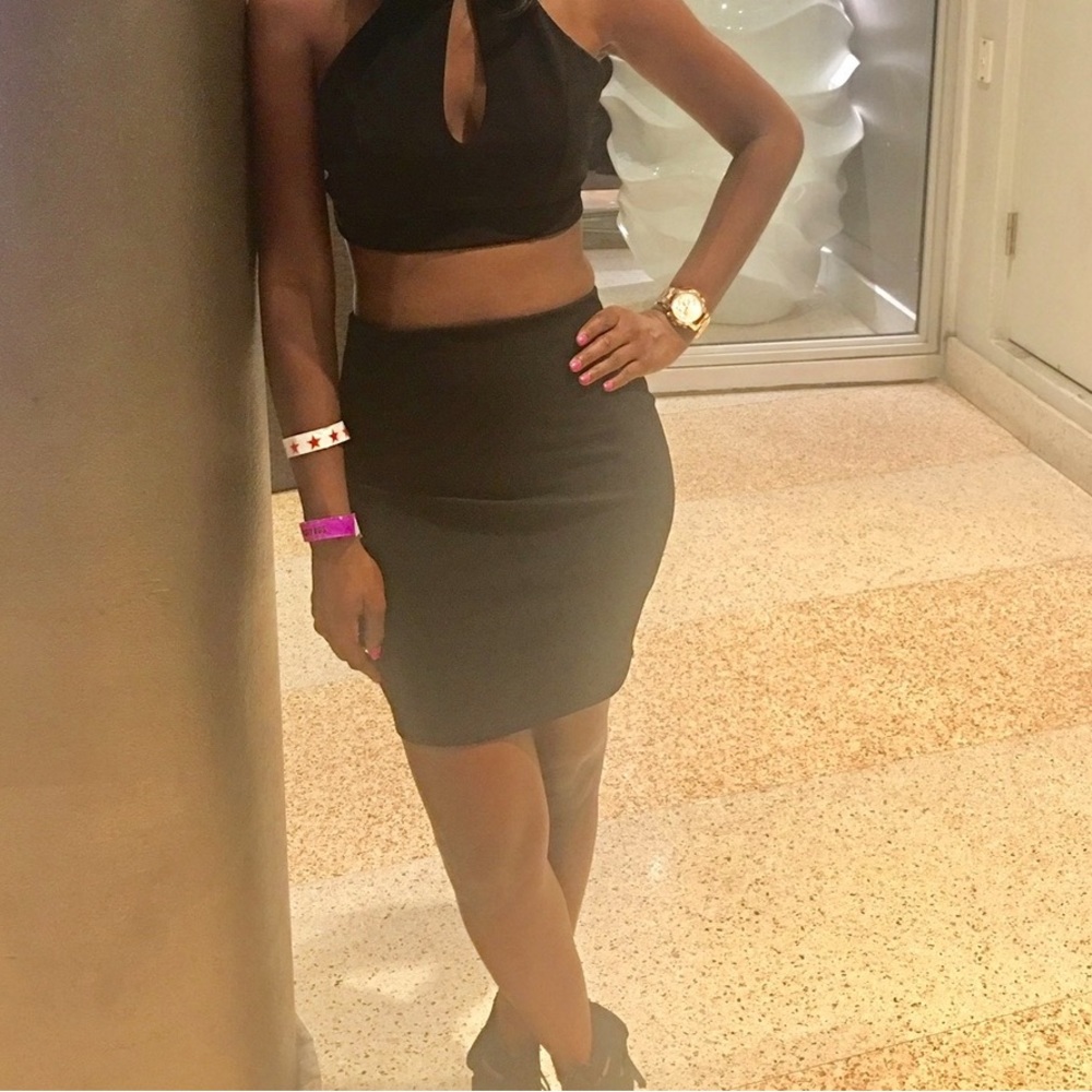 2 piece Fashion Nova Lace Back Little Black Set
